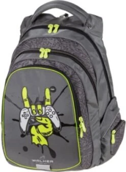 WALKER Schulrucksack FAME LED Gamer Olive (2023)
